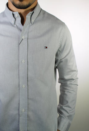 Camisa Social Lisa Manga Longa TH Classic  - Cinza Mescla