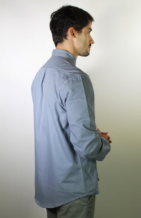 Camisa RL Manga Longa Gola Padre - Cinza Azulado