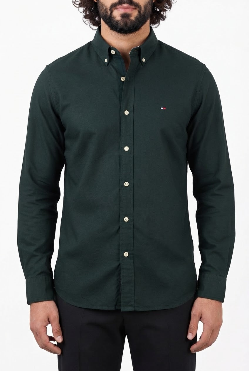 Camisa Social Lisa Manga Longa TH Classic  - Verde Floresta