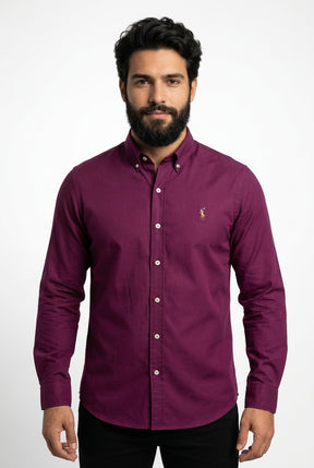 Camisa Social Lisa RL Manga Longa - Burgundy