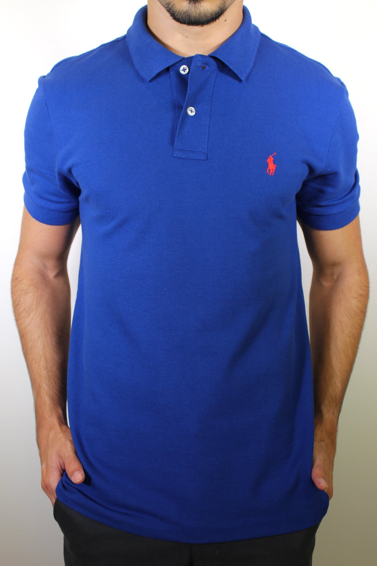 Camisa Gola Polo RL - Azul Royal Small Pony Vermelho