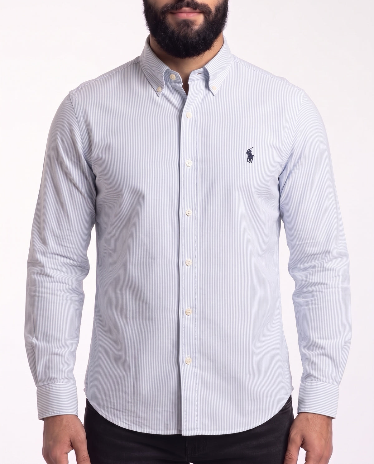 Camisa RL Manga Longa - Harrogate Streak Listrada Azul