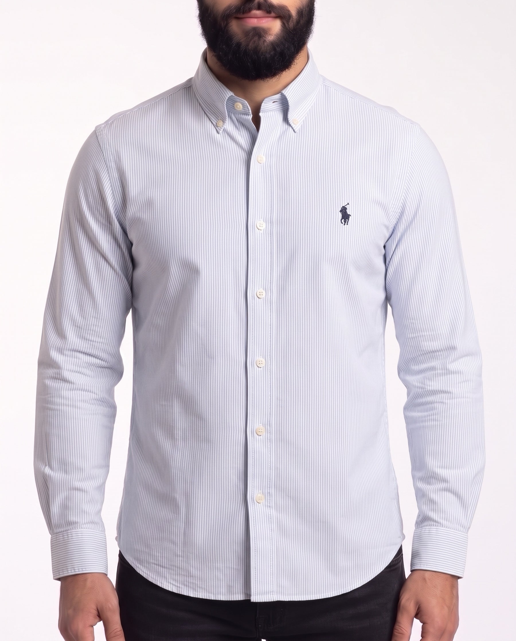 Camisa RL Manga Longa - Harrogate Streak Listrada Azul