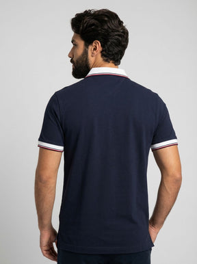 Camisa Gola Polo TH Essence Striped Zip - Azul Marinho