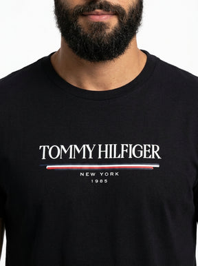 Camiseta TH Old School Stripe Brand - Preta