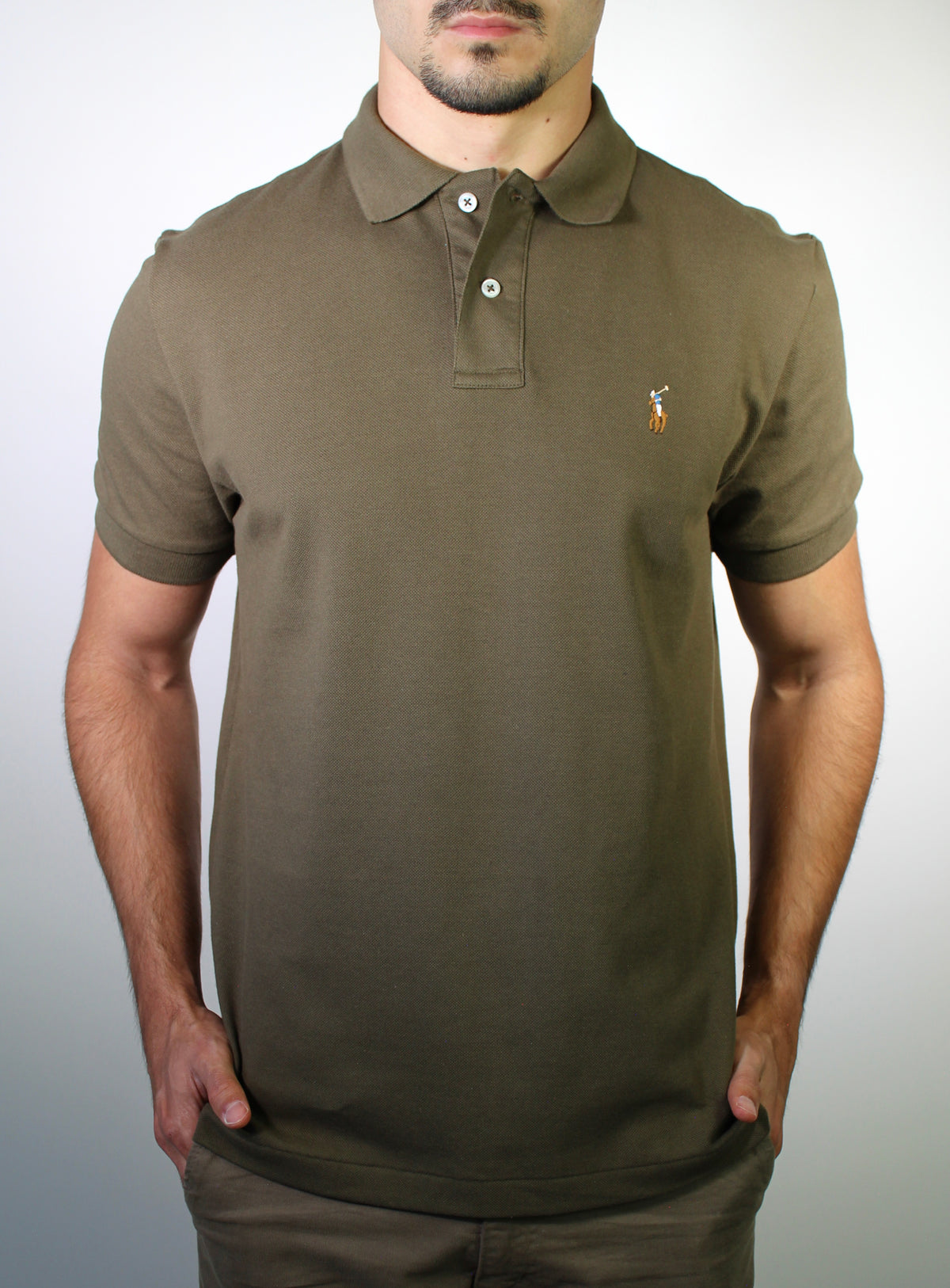 Camisa Gola Polo RL - Verde Oliva Small Pony Colorido