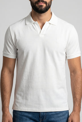 Camisa Gola Polo RL Monochrome V-Neck - Off Whiteo
