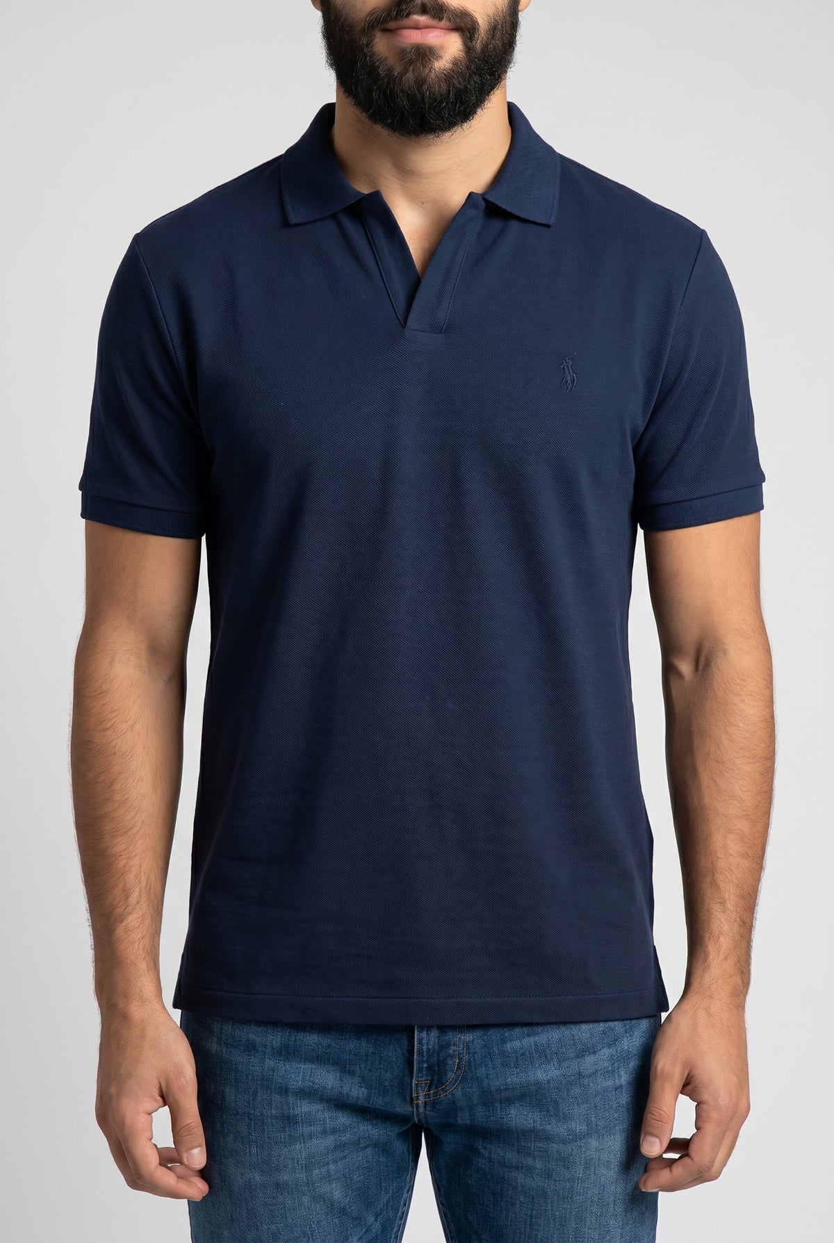 Camisa Gola Polo RL Monochrome V-Neck - Azul Marinho