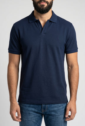 Camisa Gola Polo RL Monochrome V-Neck - Azul Marinho