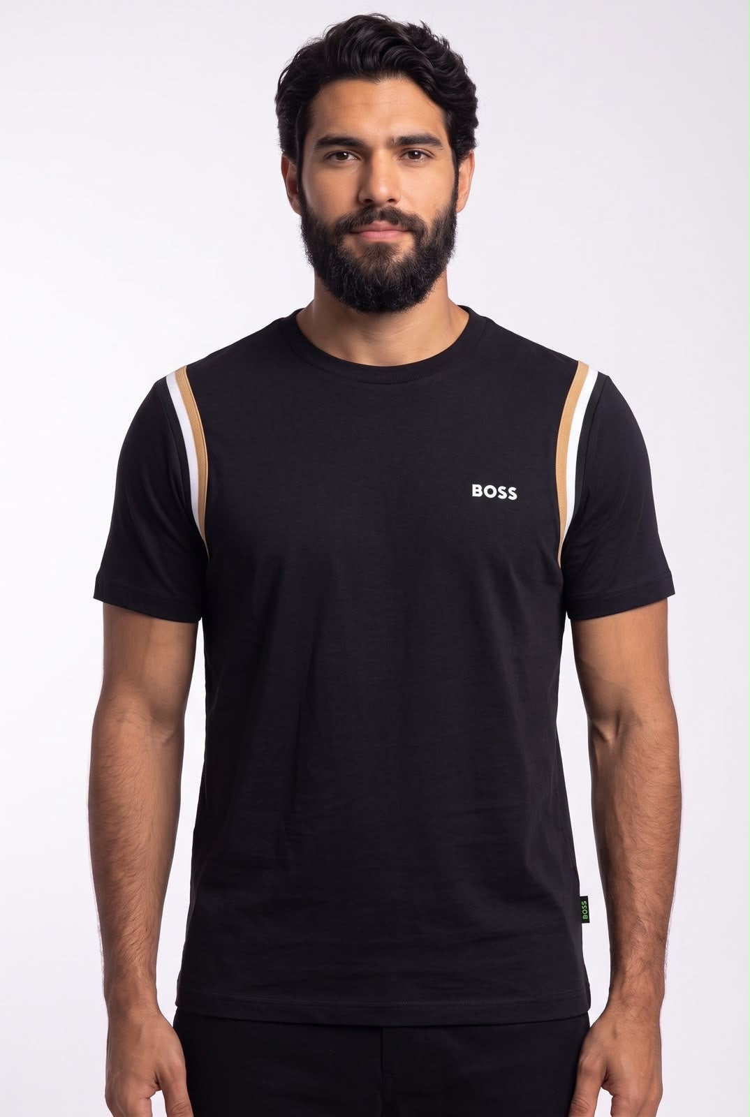 Camiseta Boss Contrast Dual Stripe - Preta