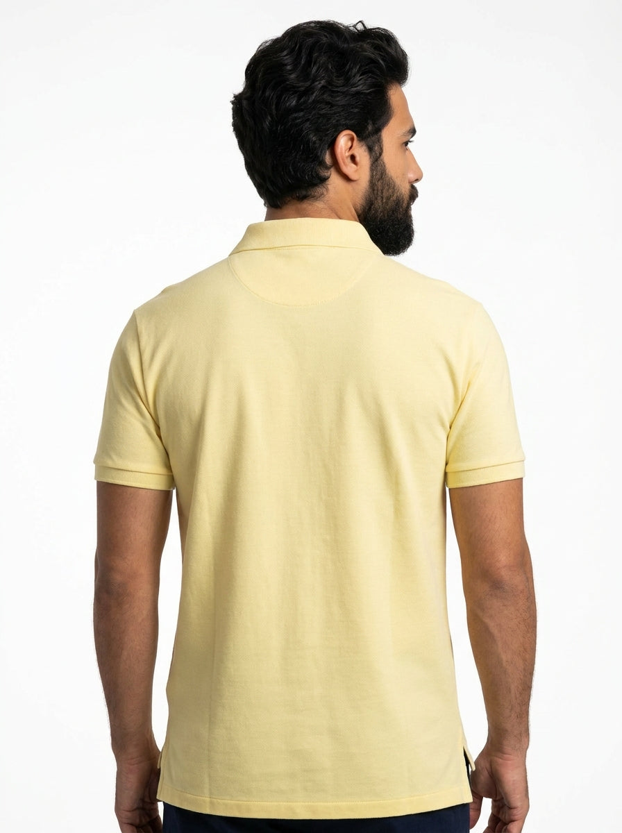 Camisa Gola Polo RL - Amarela Small Pony Azul Marinho