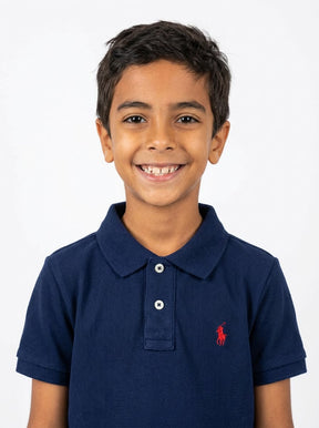 Camisa Gola Polo Infantil RL - Azul Marinho Small Pony Vermelho