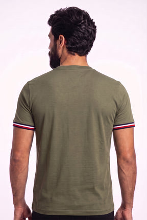 Camiseta TH Stripe Edge - Verde Musgo