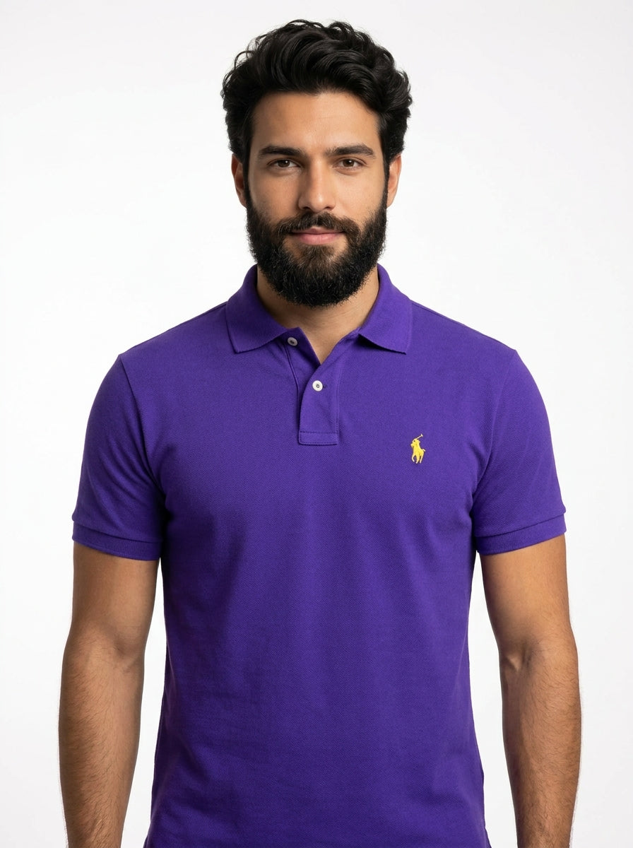 Camisa Gola Polo RL - Roxa Small Pony Amarelo