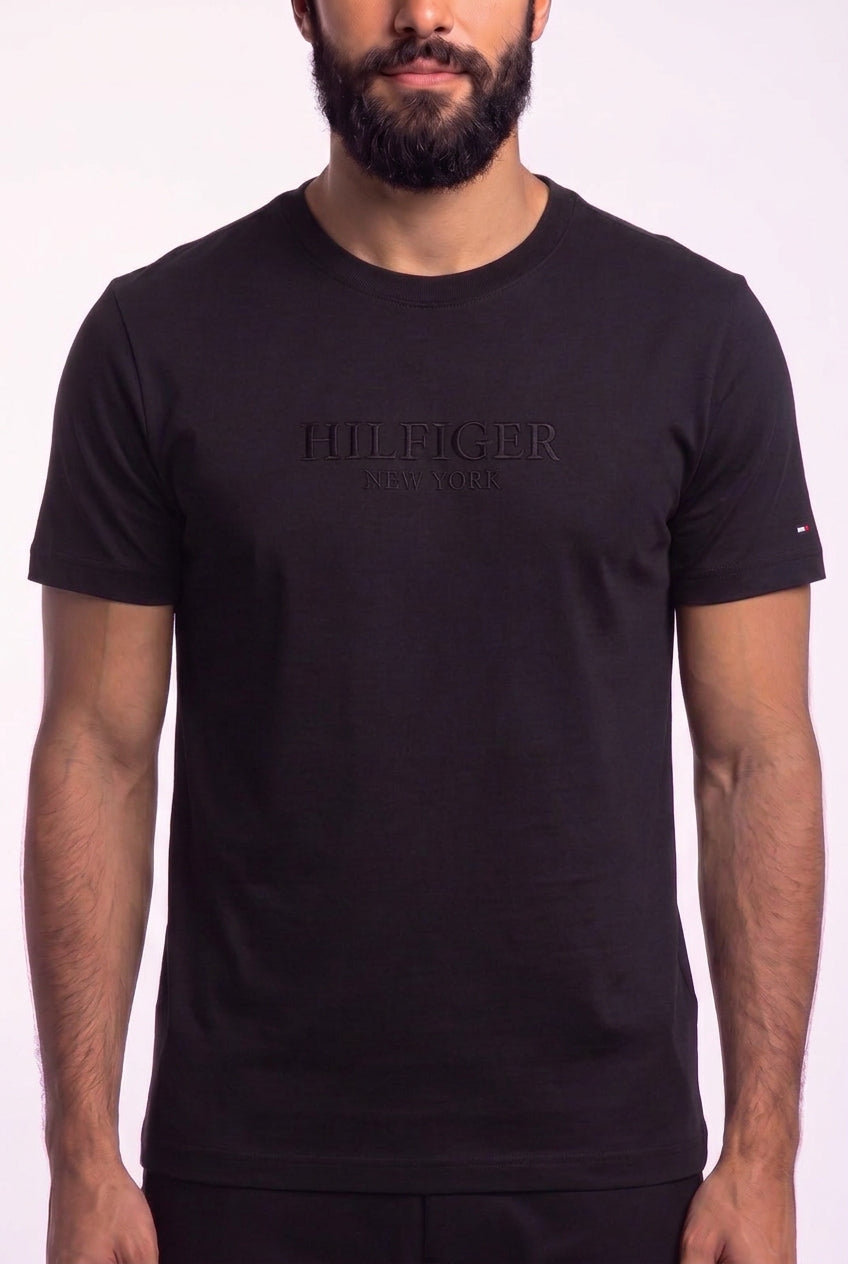 Camiseta TH Coopers Embroidery Tone - Preta