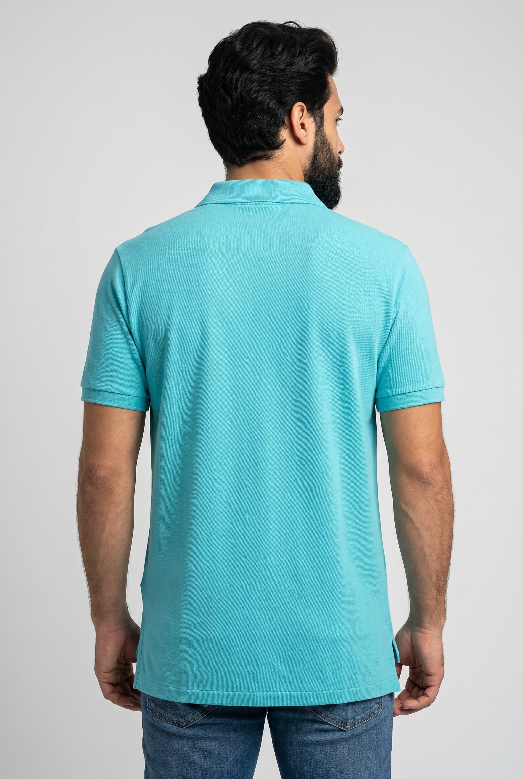 Camisa Gola Polo RL Monochrome V-Neck - Azul Celeste