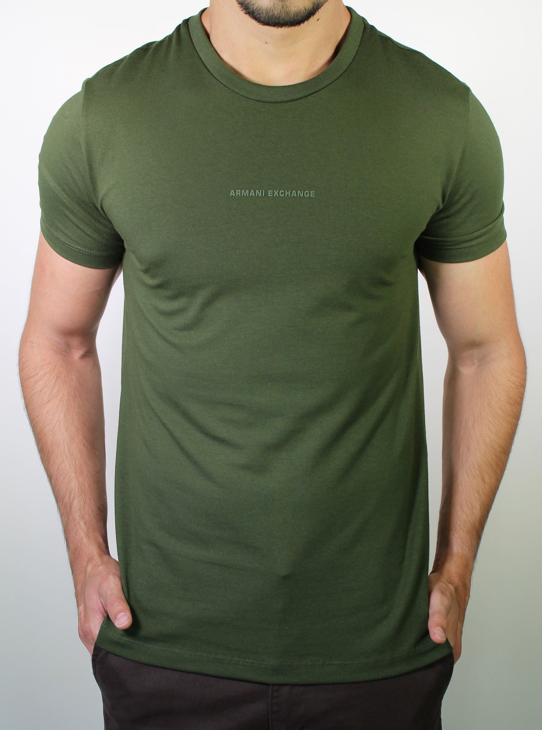 Camiseta AX Central Logo Minimal - Verde Musgo
