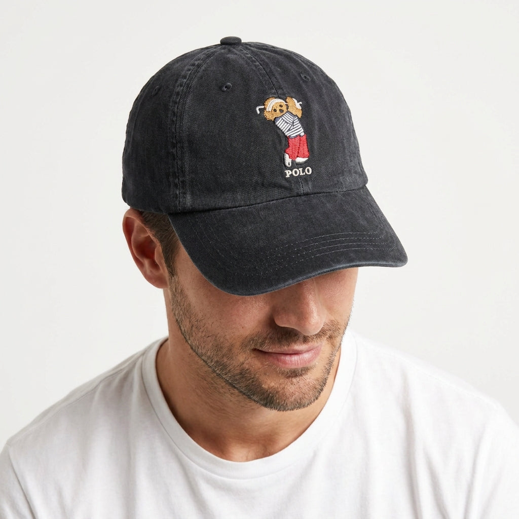 Boné Polo RL Golf Bear - Preto Estonado