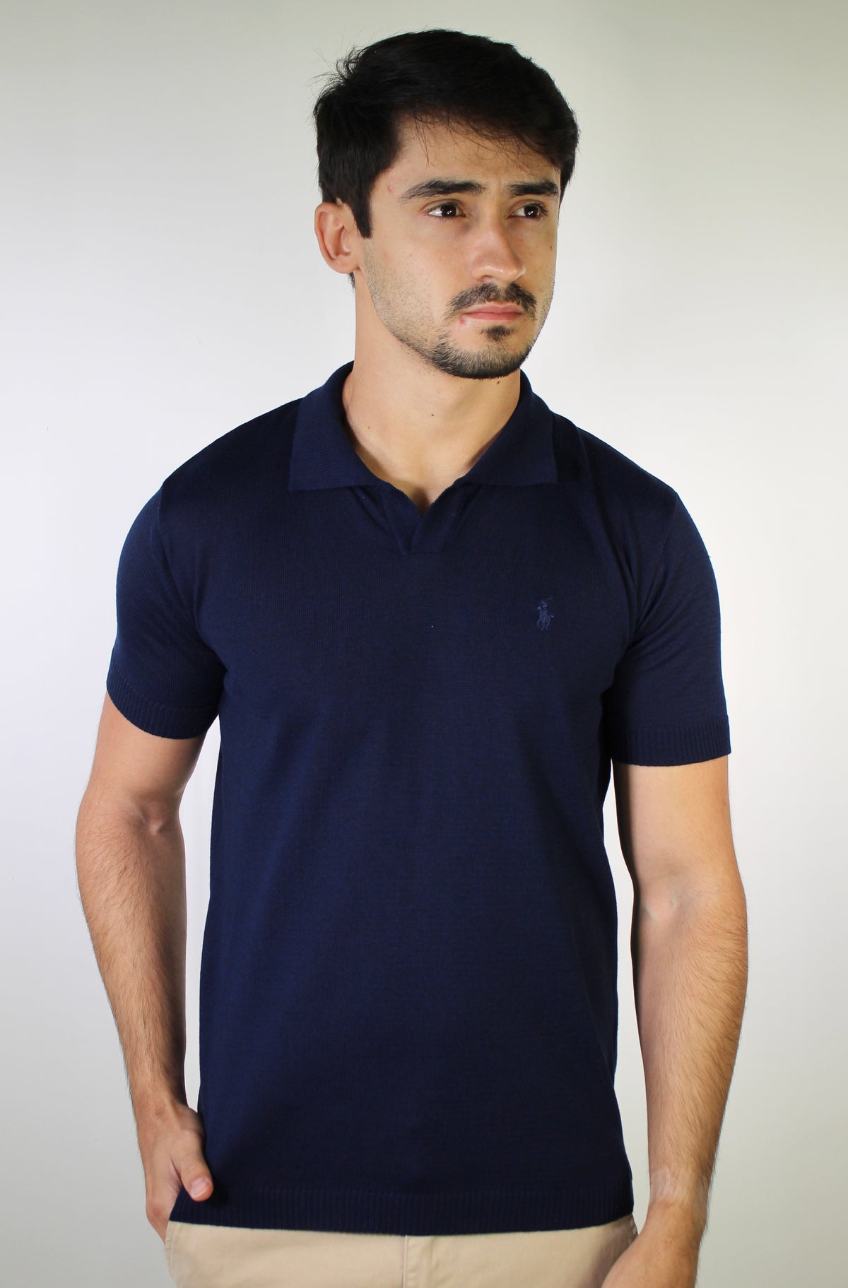 Camisa RL Polo Tricot Gola V - Azul Marinho