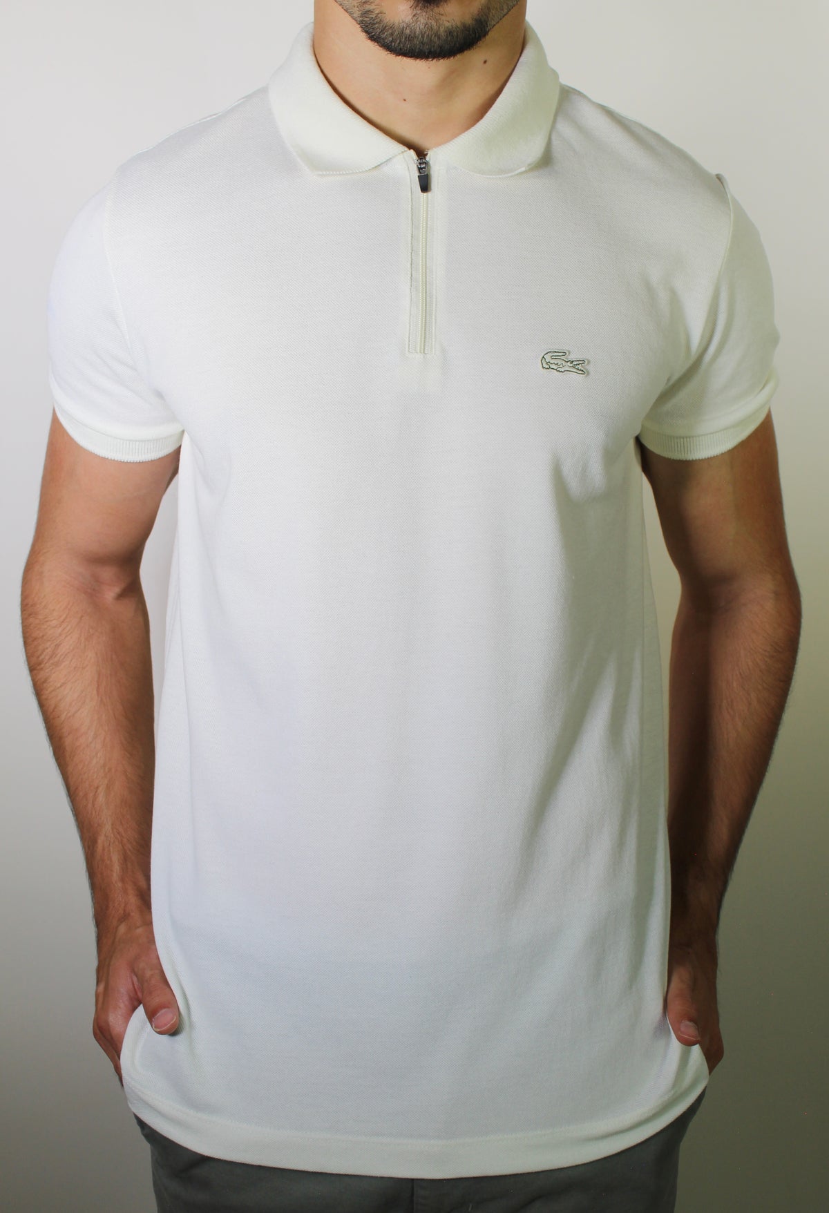 Camisa Gola Polo LCT Front Zipper - Off White