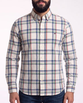 Camisa Manga Oxford Longa TH - Nashville Grid Xadrez Tricolor
