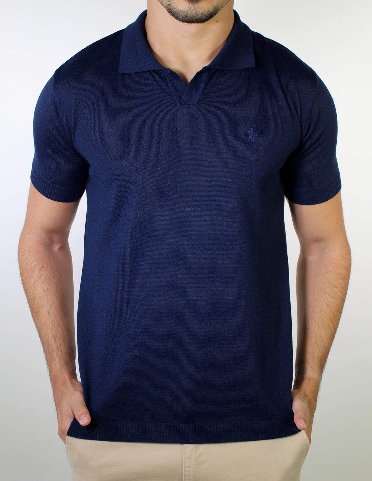 Camisa RL Polo Tricot Gola V - Azul Marinho