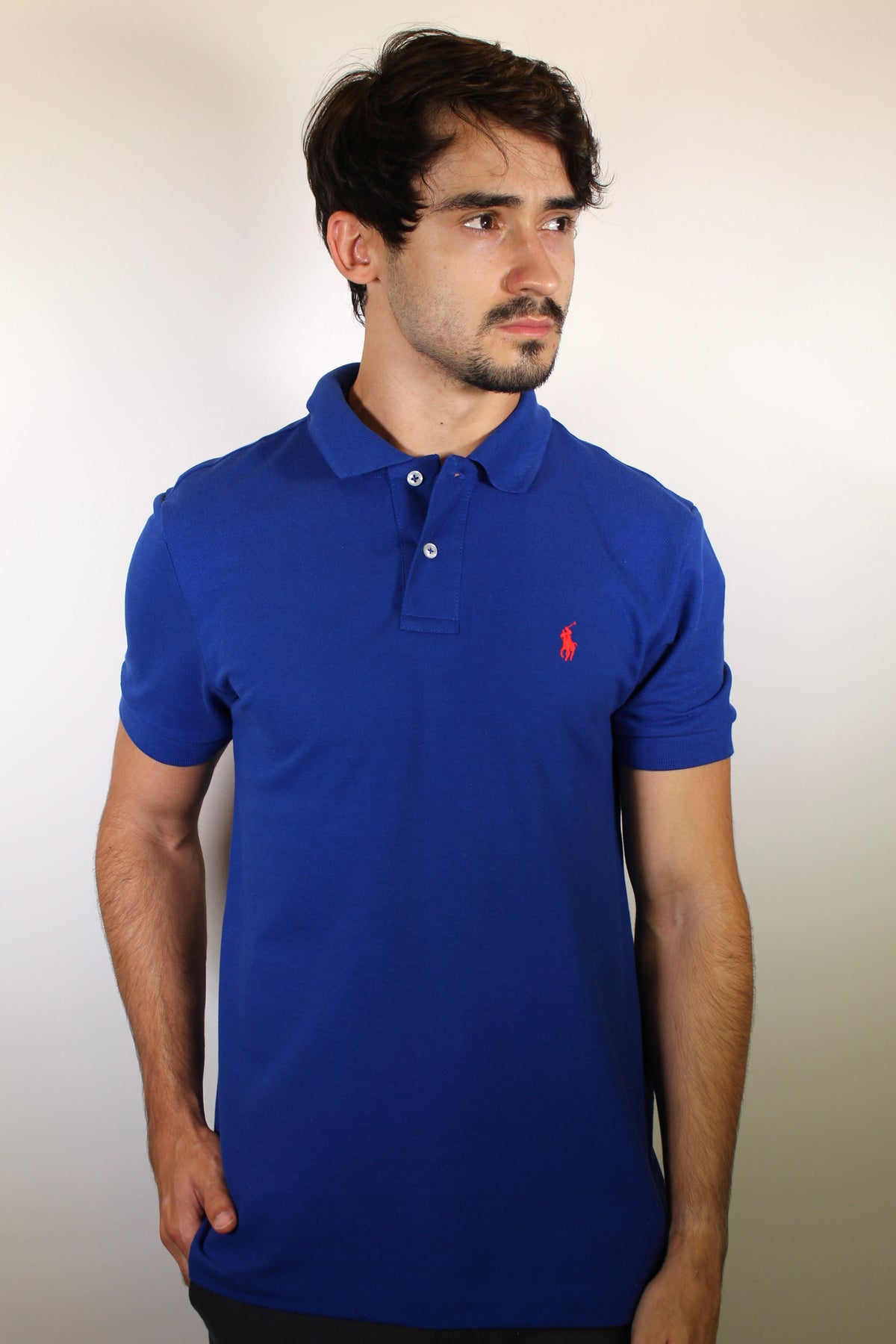 Camisa Gola Polo RL - Azul Royal Small Pony Vermelho
