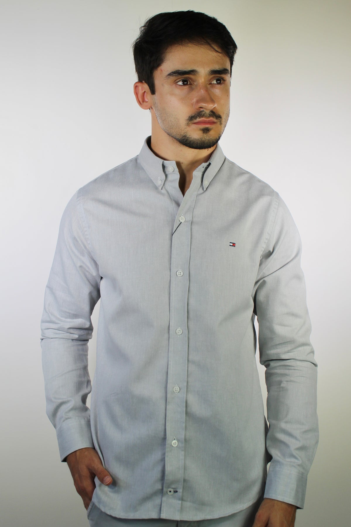 Camisa Social Lisa Manga Longa TH Classic  - Cinza Mescla