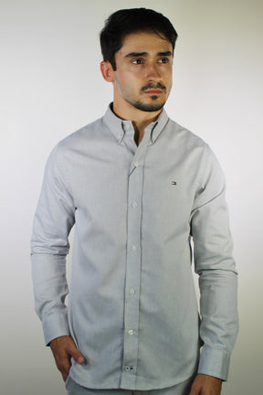 Camisa Social Lisa Manga Longa TH Classic  - Cinza Mescla
