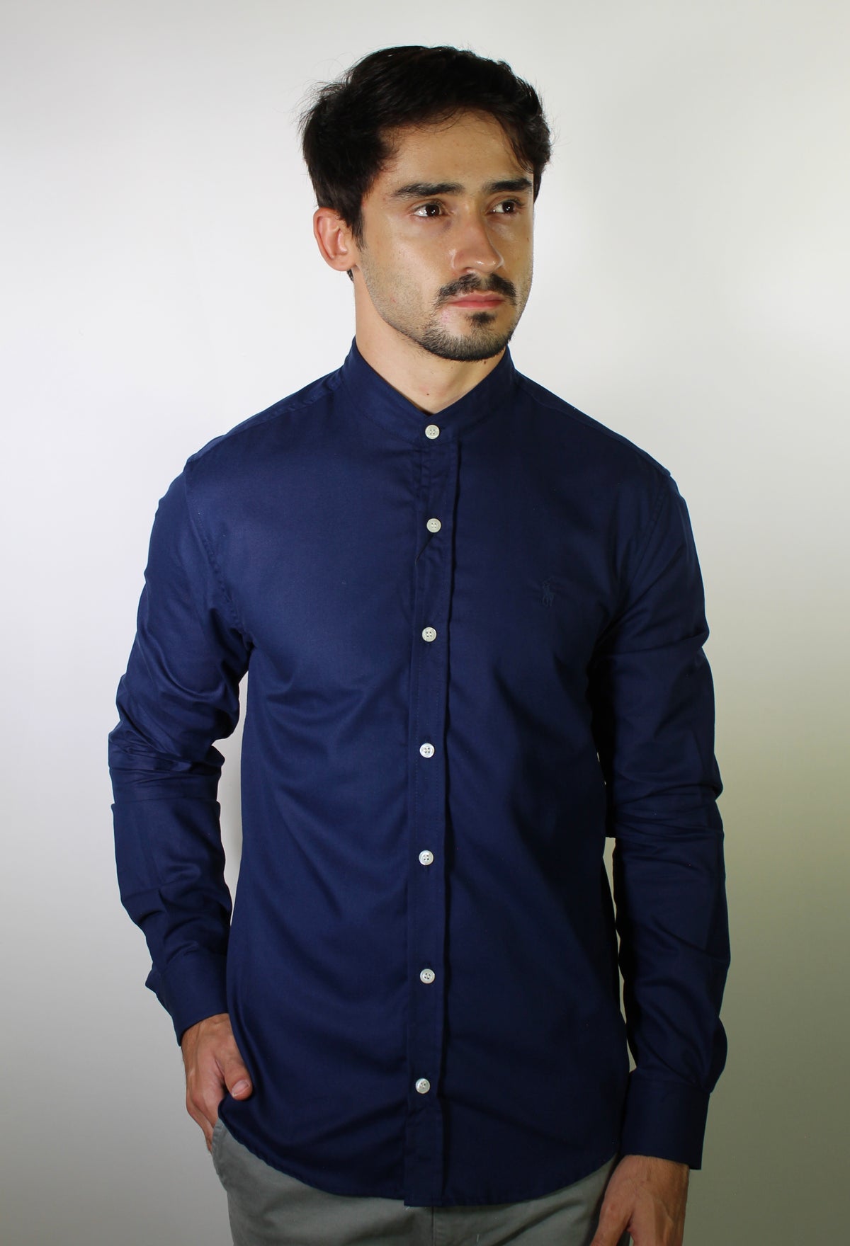 Camisa RL Manga Longa Gola Padre - Azul Marinho