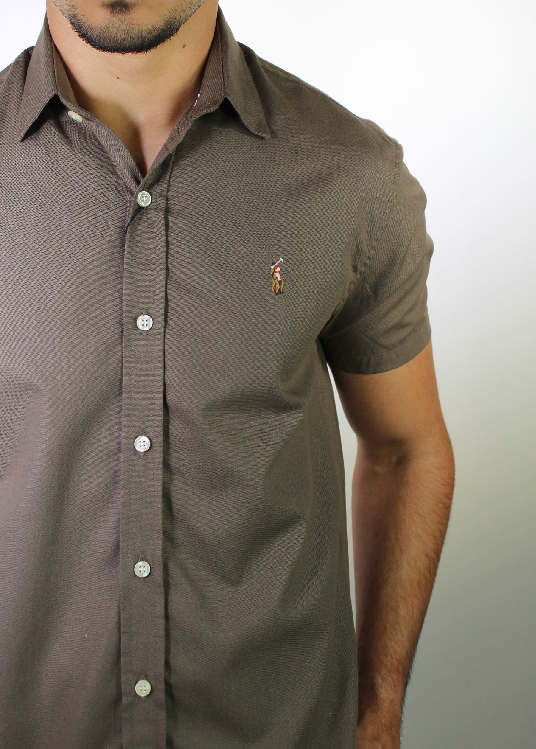 Camisa Social Manga Curta RL - Marrom