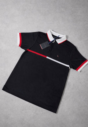 Camisa Gola Polo TH Stripe Zipper - Preta