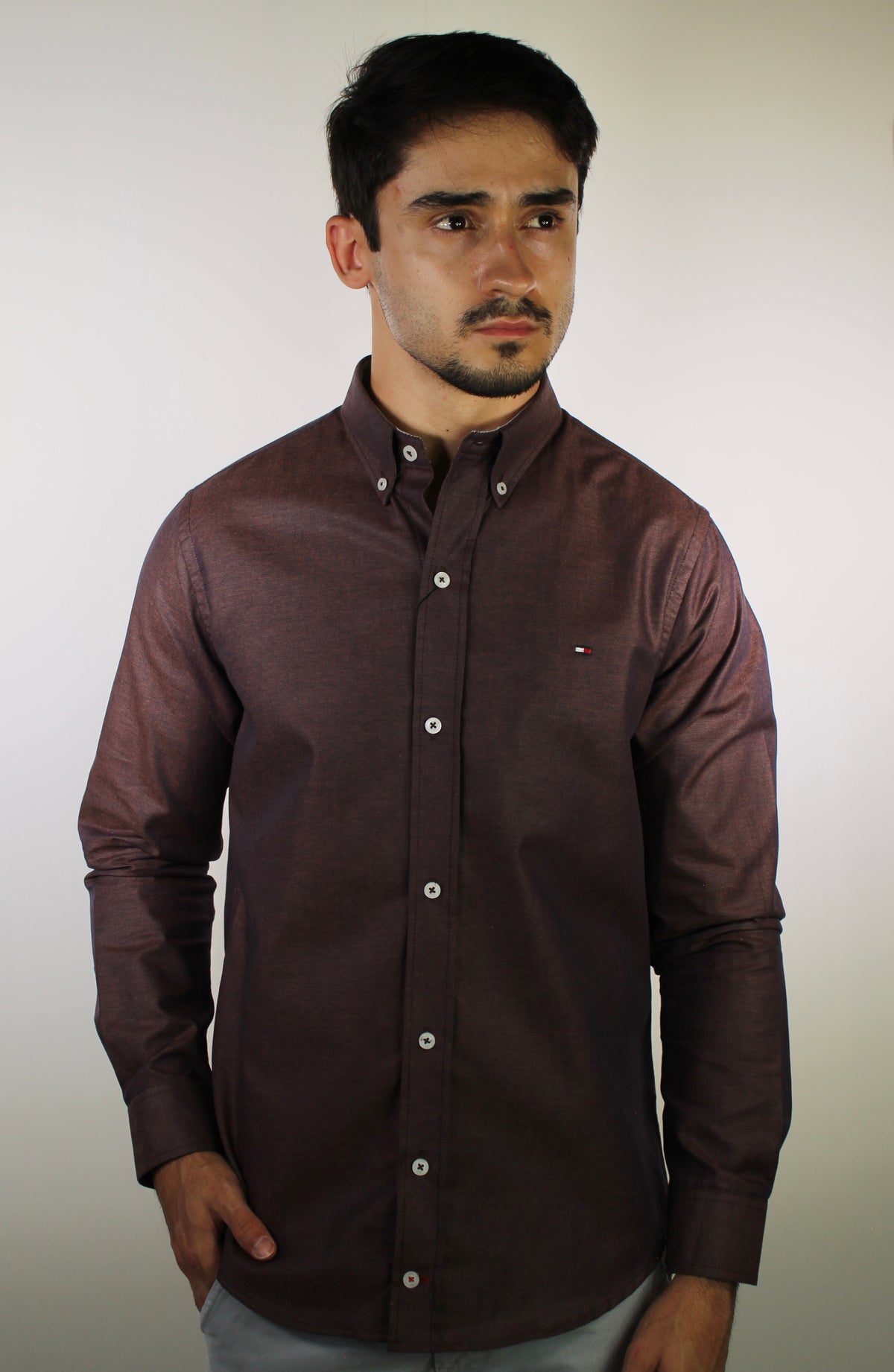 Camisa Social Lisa Manga Longa TH Classic  - Berinjela Mescla