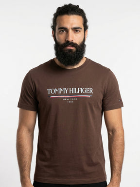 Camiseta TH Old School Stripe Brand - Marrom