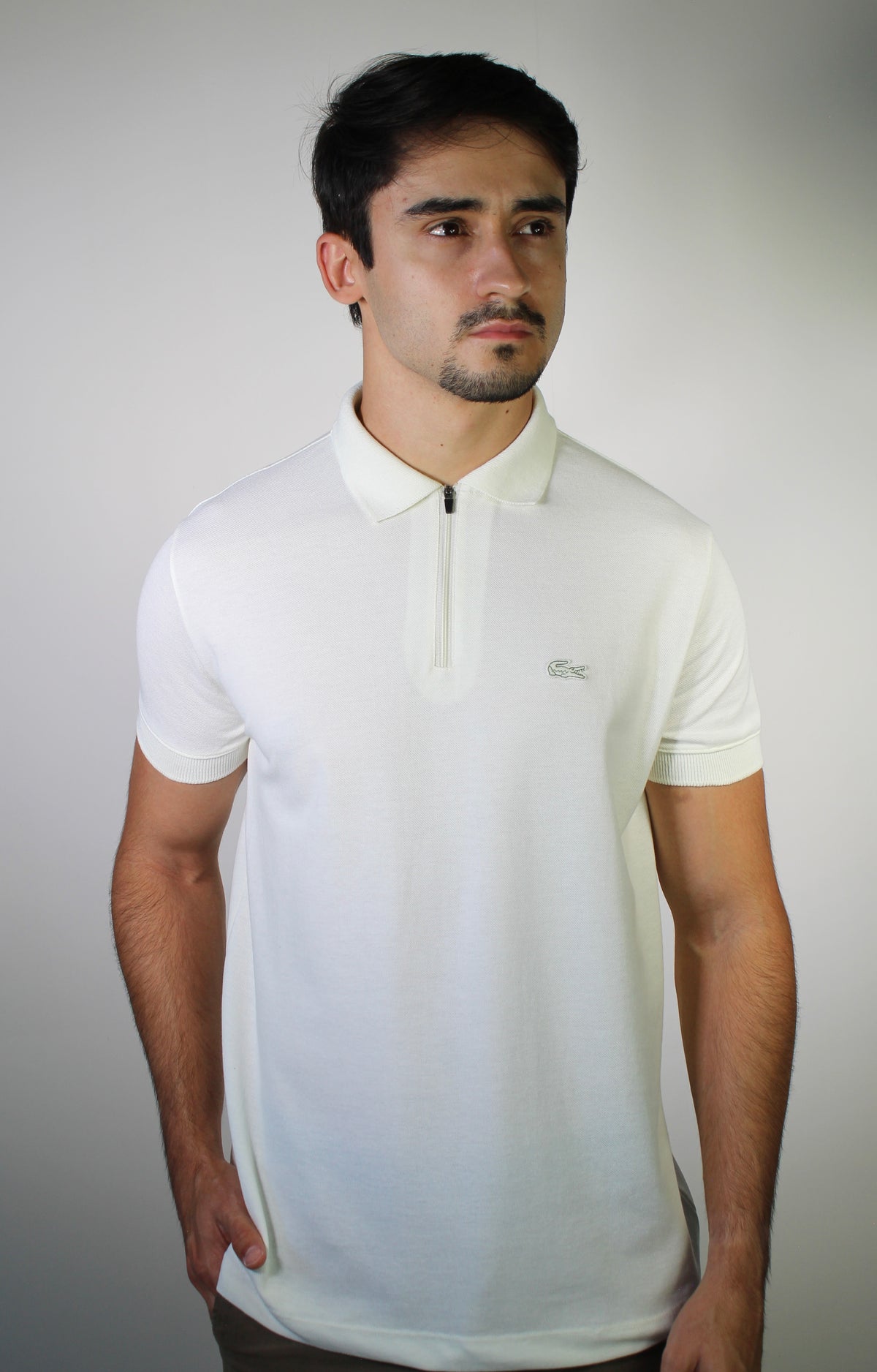 Camisa Gola Polo LCT Front Zipper - Off White