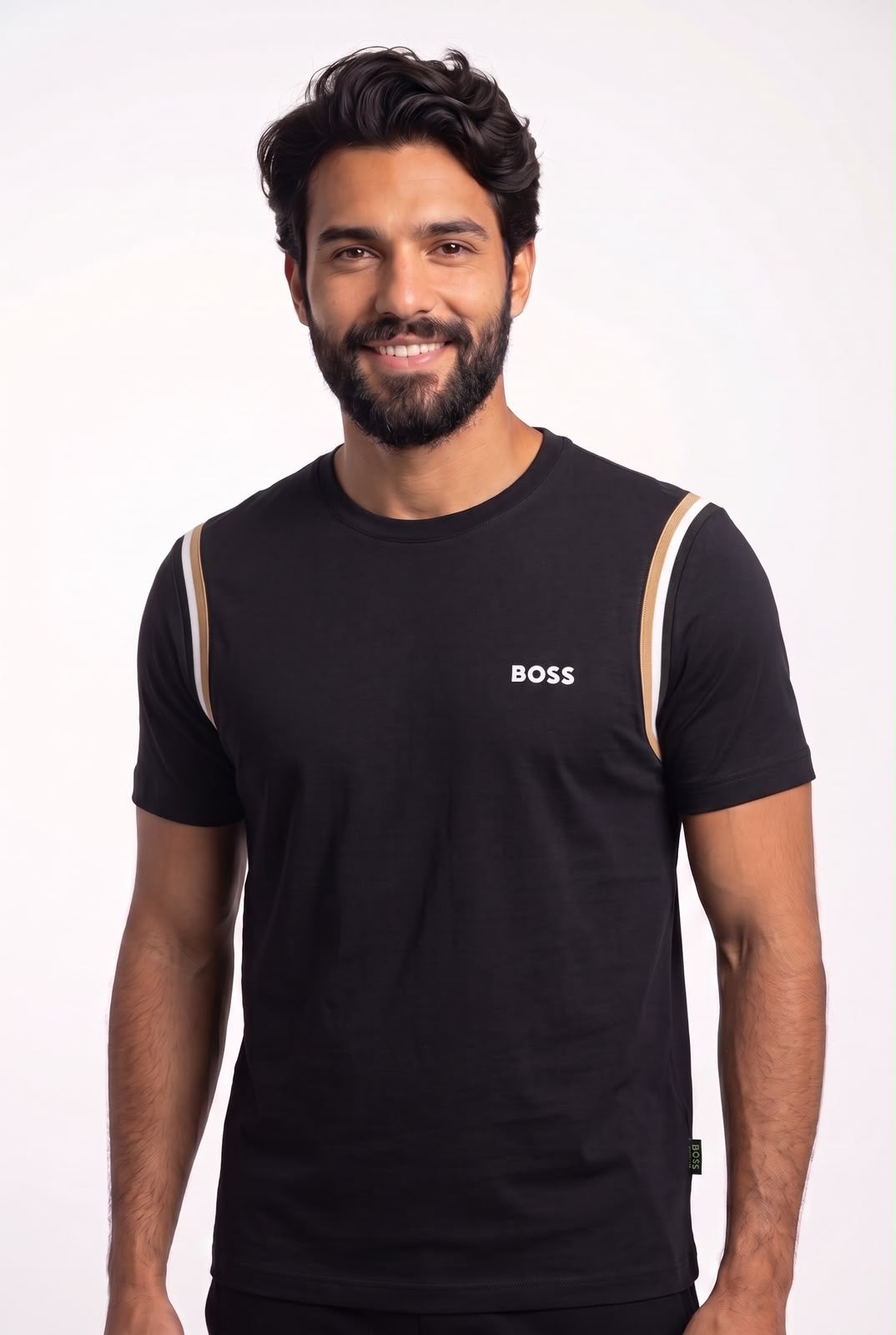 Camiseta Boss Contrast Dual Stripe - Preta