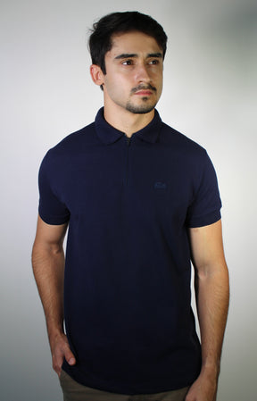 Camisa Gola Polo LCT Front Zipper - Azul Marinho