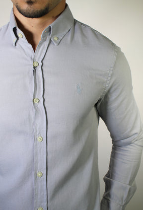 Camisa Social Linho RL Manga Longa Monochrome - Cinza