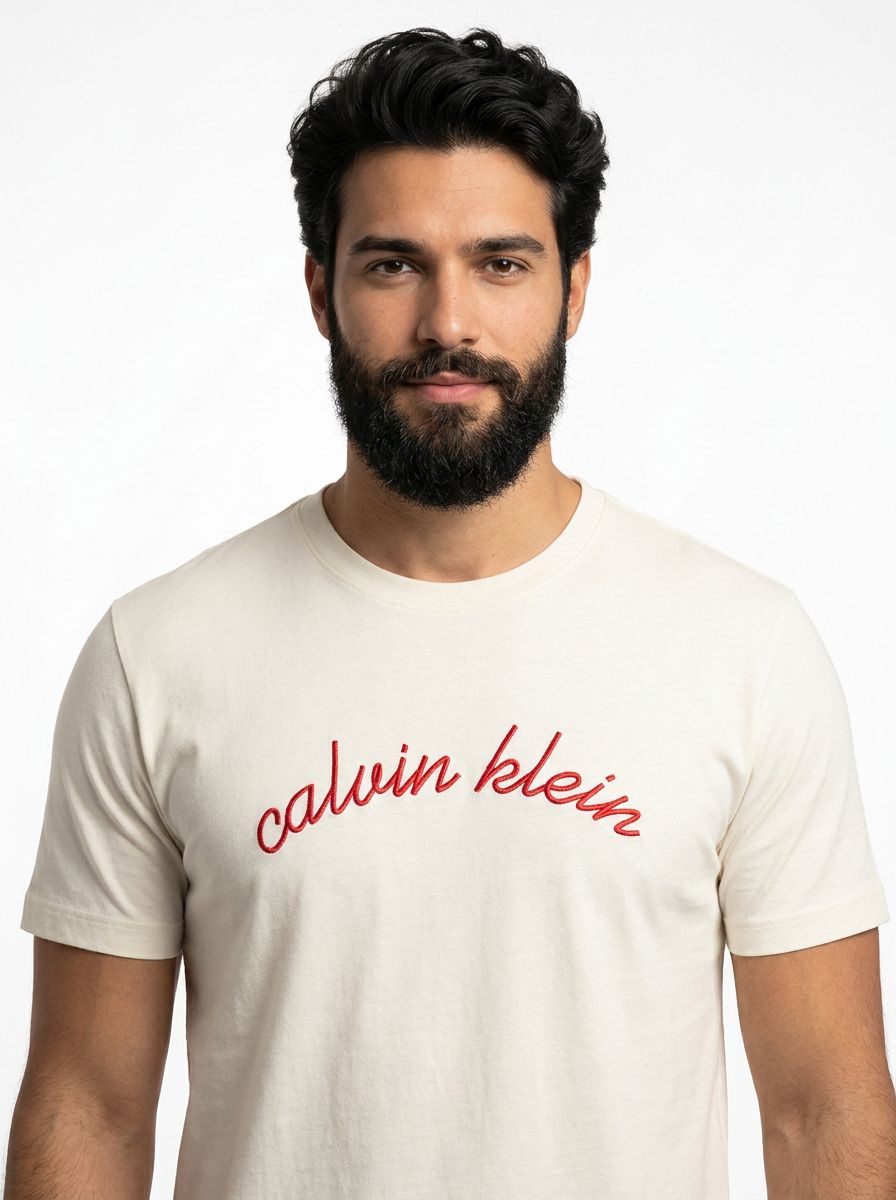 Camiseta CK Signature Script - Off White