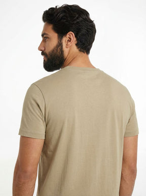 Camiseta TH Side Logo Flag Est. 1985 - Cáqui