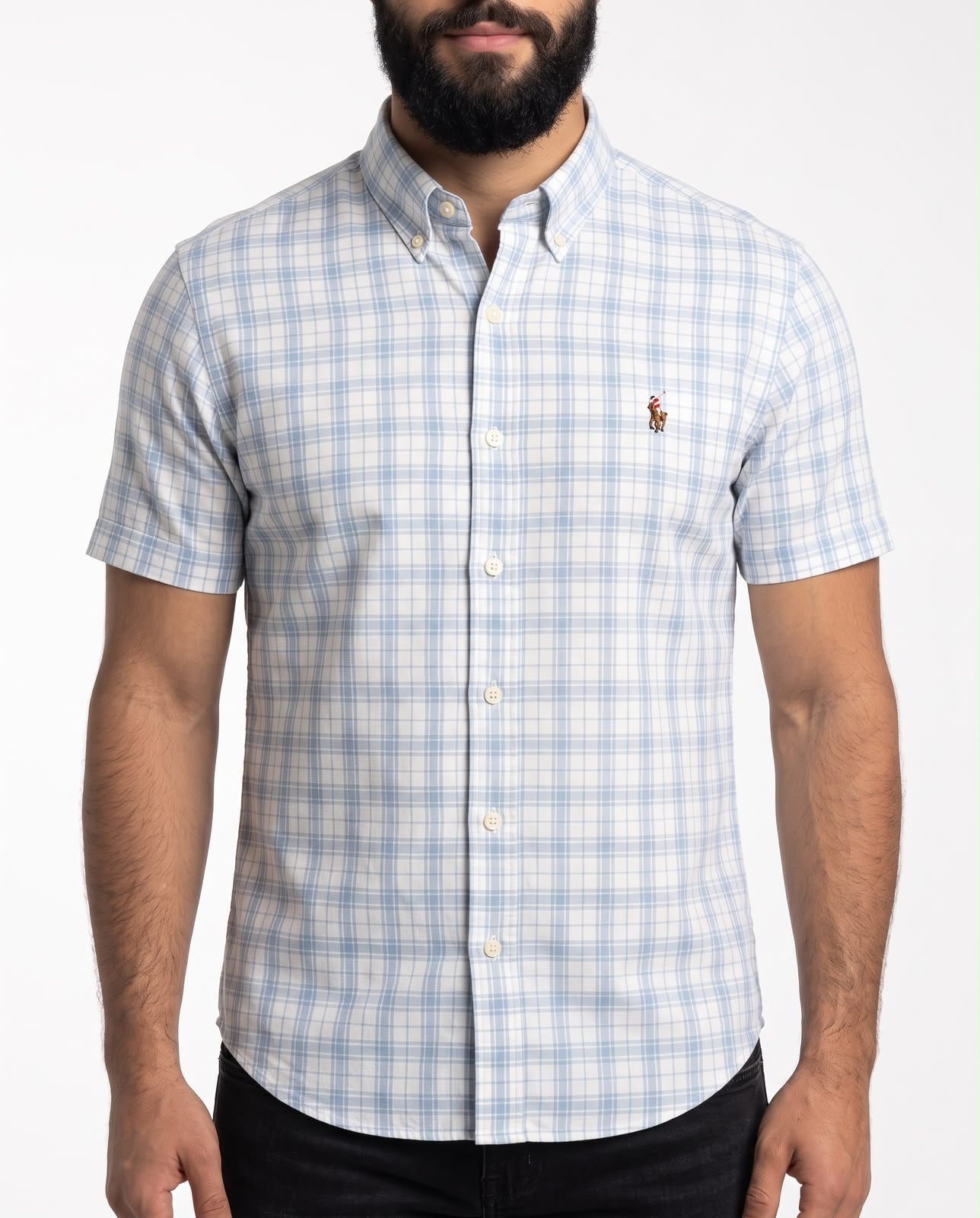 Camisa Manga Curta RL - Newcastle Check Xadrez Azul