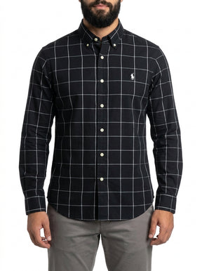 Camisa Social RL Manga Longa - Grid Style Xadrez Preta