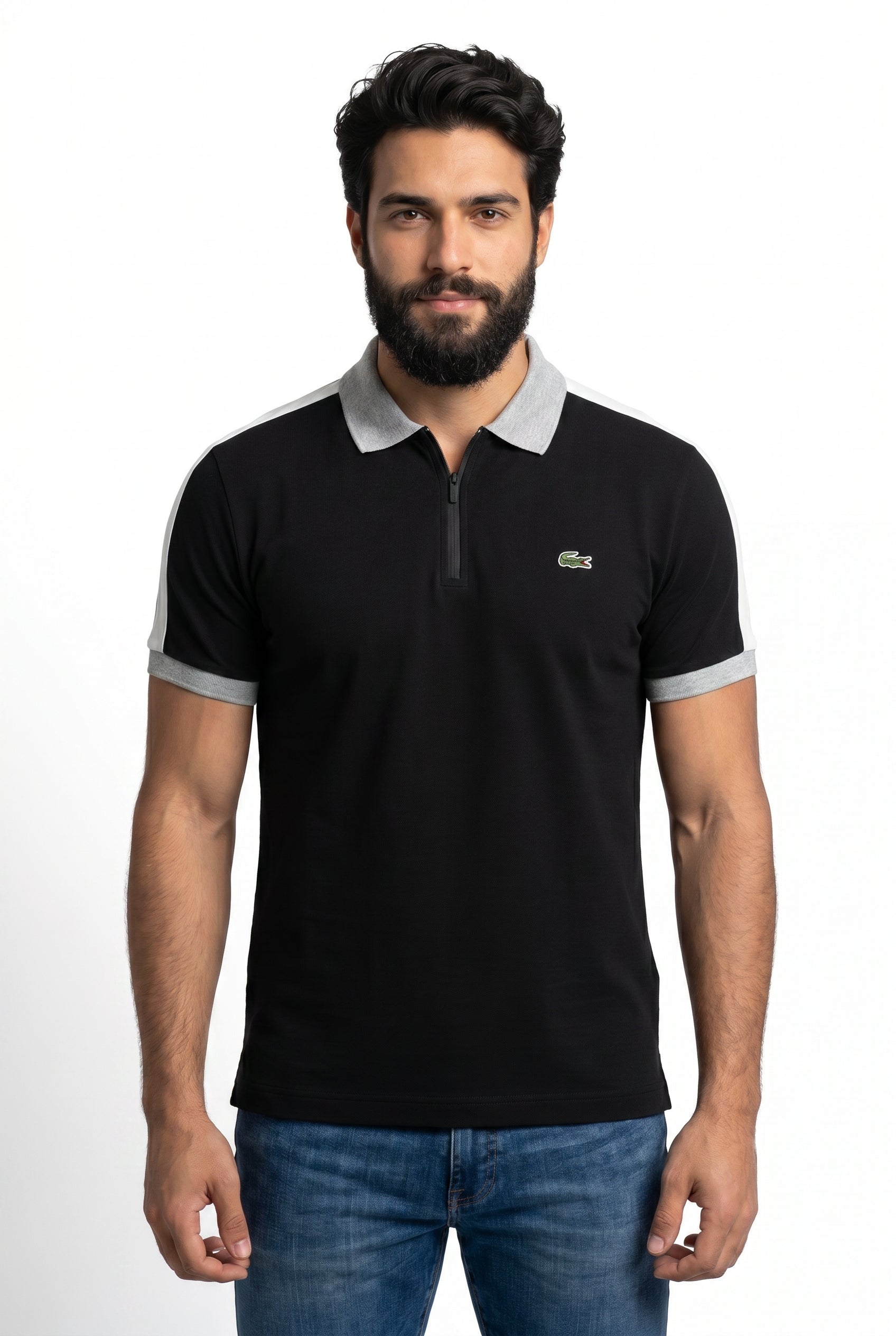 Camisa Gola Polo LCT Legacy Contrast Zip - Preta