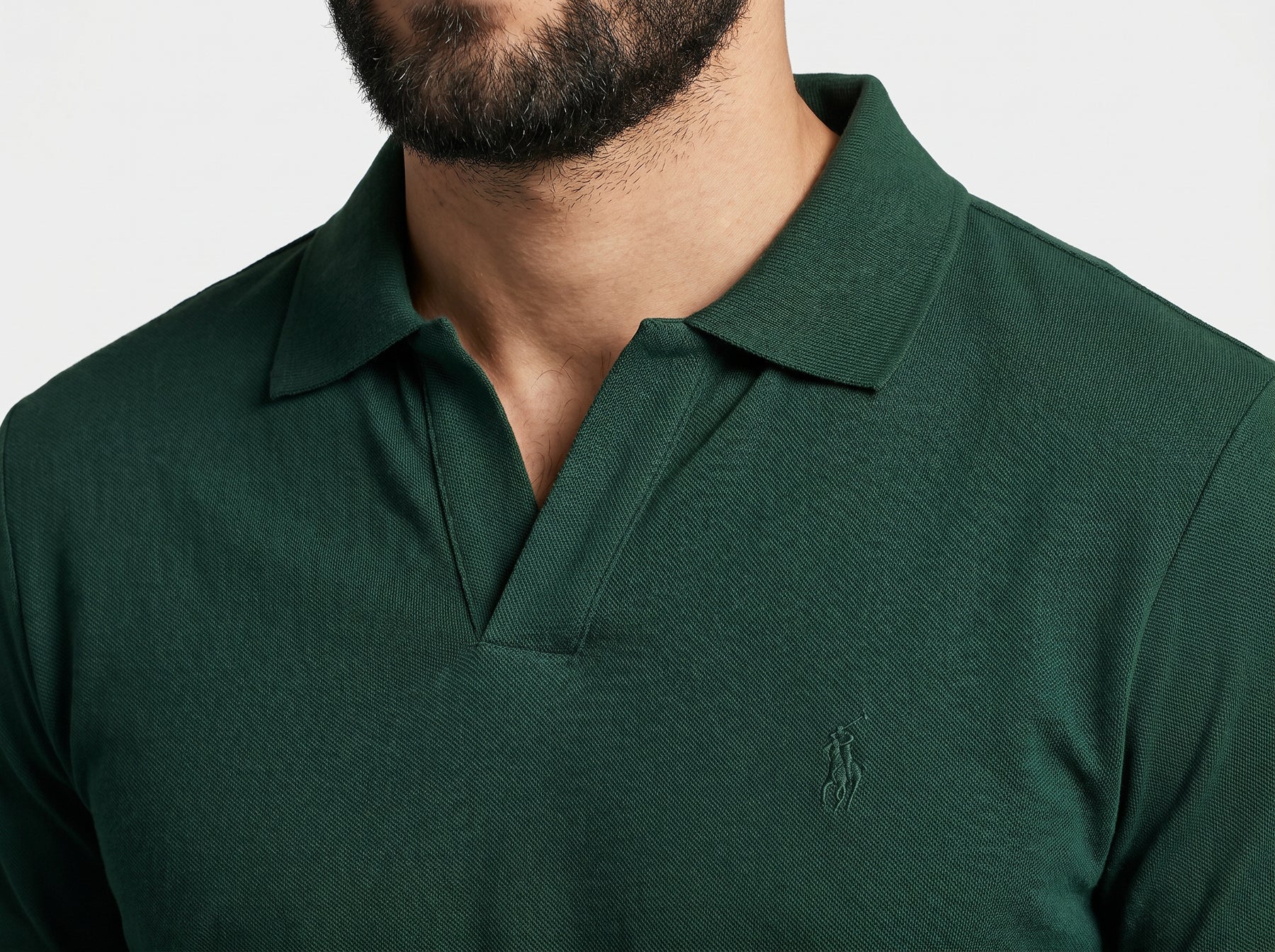 Camisa Gola Polo RL Monochrome V-Neck - Verde Floresta