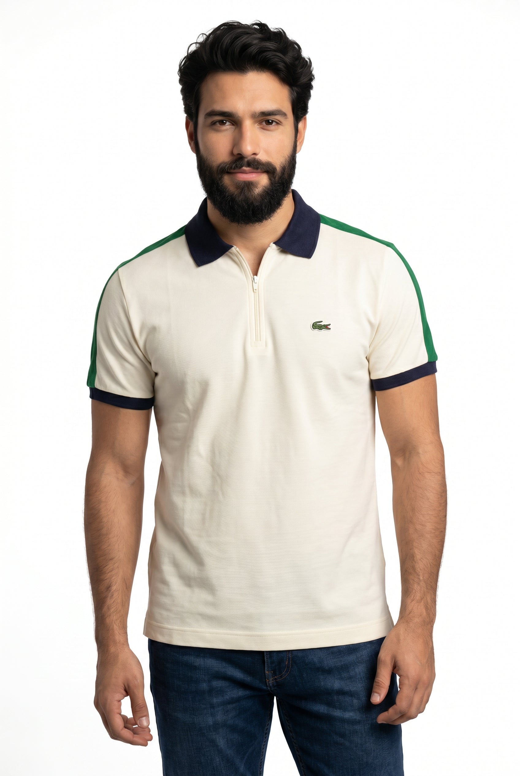 Camisa Gola Polo LCT Legacy Contrast Zip - Off White