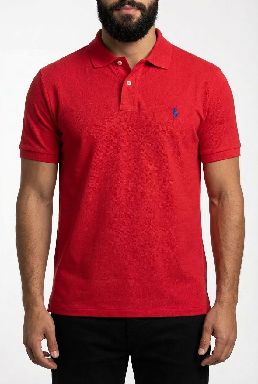 Camisa Gola Polo RL - Vermelha Small Pony Azul Royal