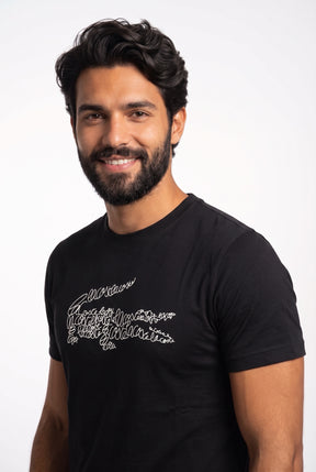 Camiseta LCT Handwritten Croco Logo - Preta