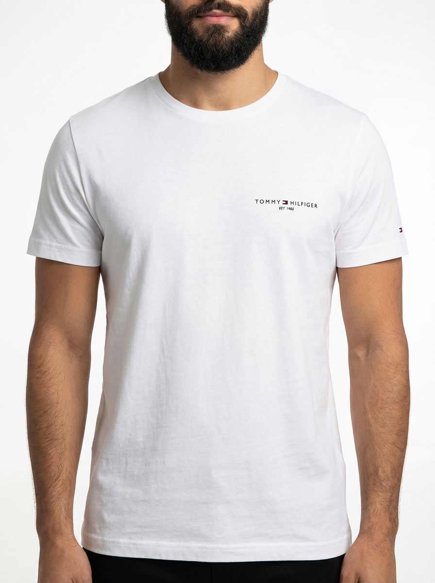 Camiseta TH Side Logo Flag Est. 1985 - Branca