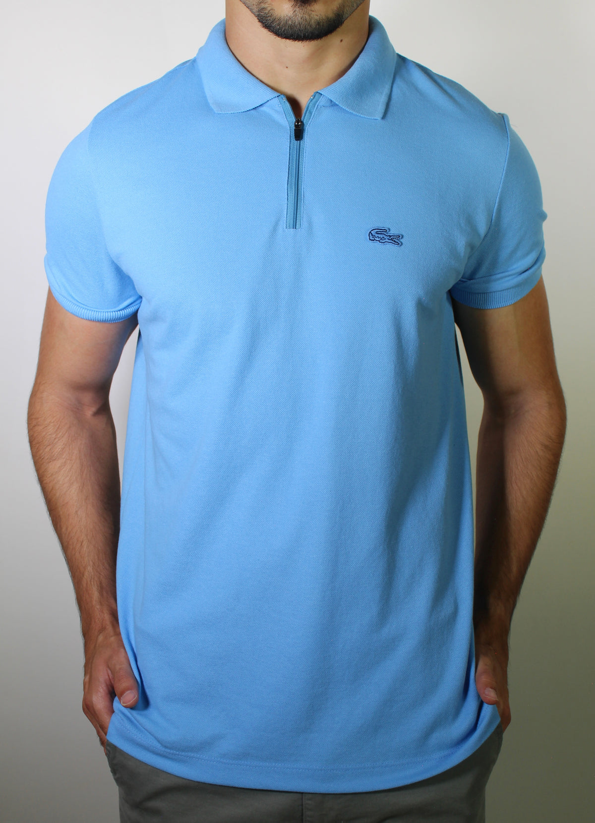 Camisa Gola Polo LCT Front Zipper - Azul Bebê