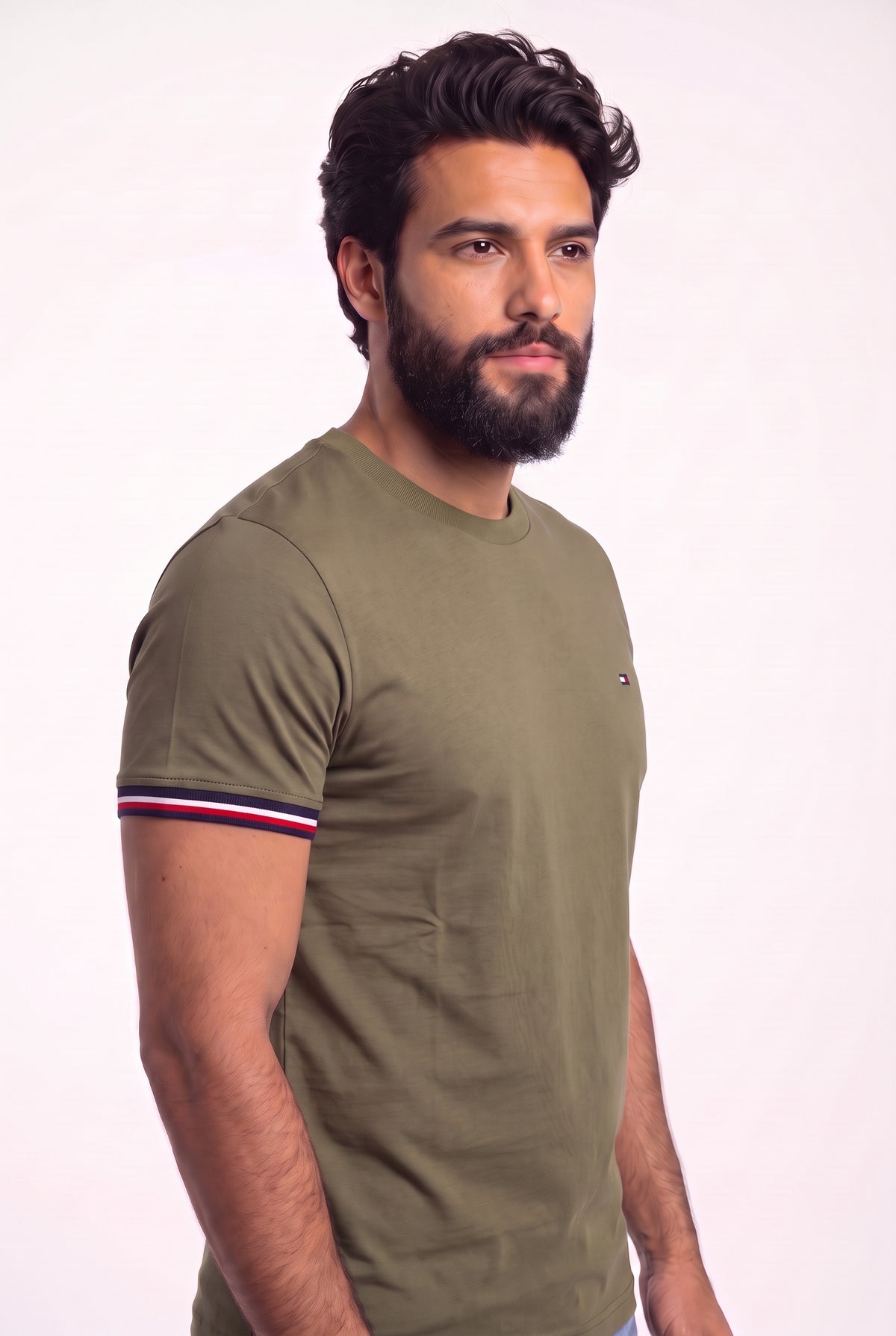 Camiseta TH Stripe Edge - Verde Musgo